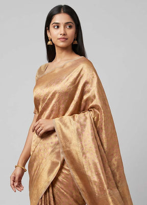 Cream Tissue Silk Saree With Blouse Piece