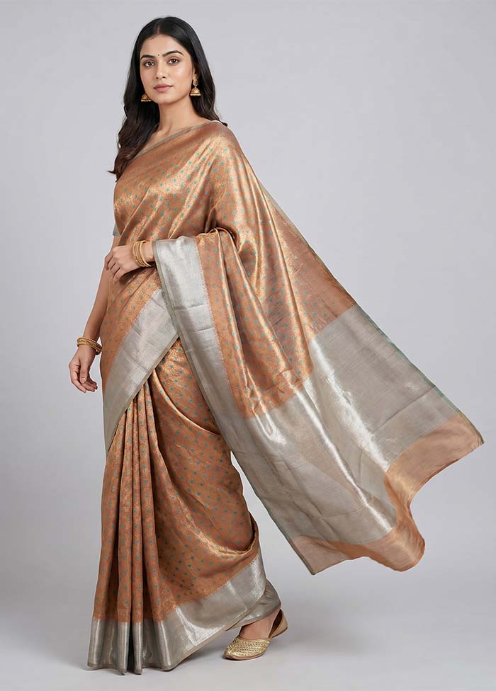 Cream Tissue Silk Saree With Blouse Piece