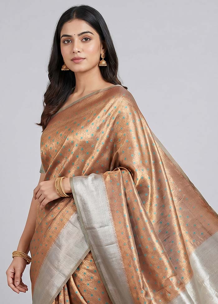 Cream Tissue Silk Saree With Blouse Piece