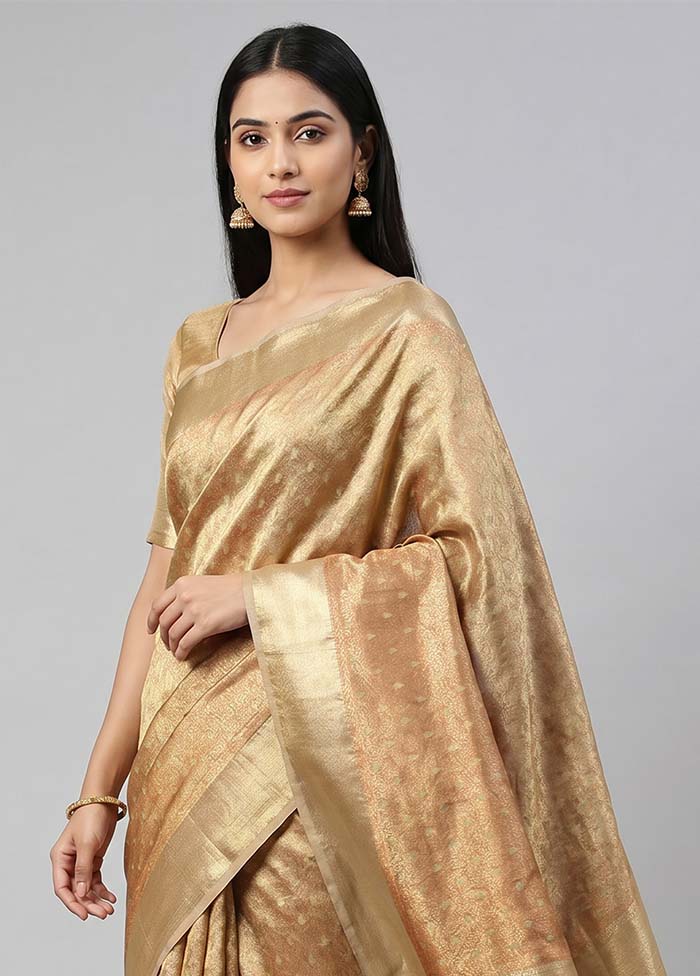 Cream Tissue Silk Saree With Blouse Piece