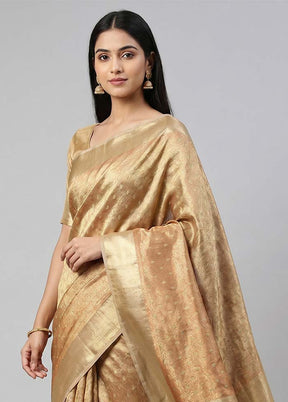 Cream Tissue Silk Saree With Blouse Piece