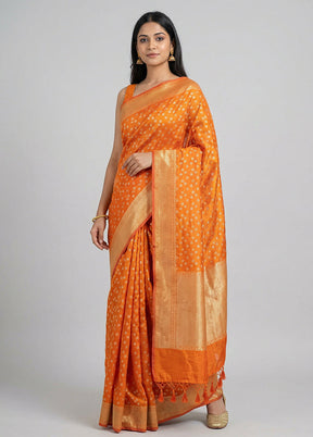 Yellow Kora Silk Saree With Blouse Piece