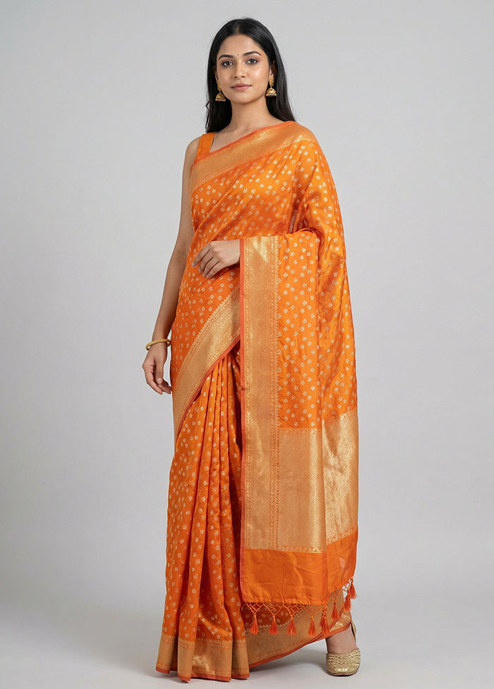 Yellow Kora Silk Saree With Blouse Piece