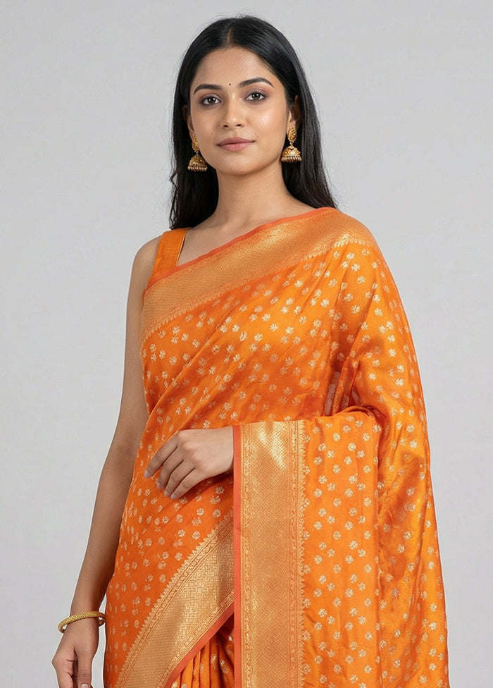 Yellow Kora Silk Saree With Blouse Piece