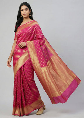 Purple Kora Silk Saree With Blouse Piece