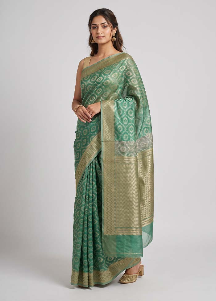 Green Tissue Silk Saree With Blouse Piece
