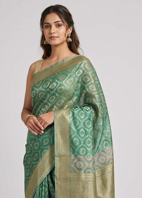 Green Tissue Silk Saree With Blouse Piece