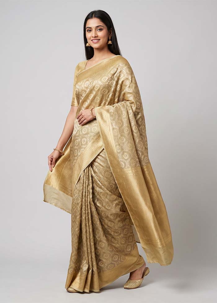 Cream Tissue Silk Saree With Blouse Piece