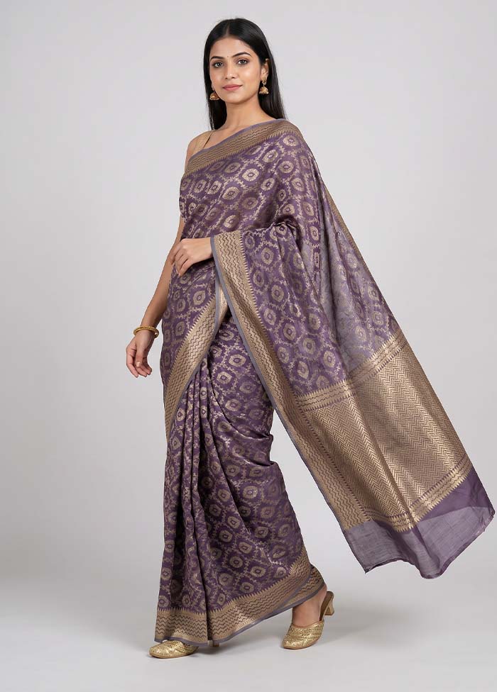 Purple Tissue Silk Saree With Blouse Piece