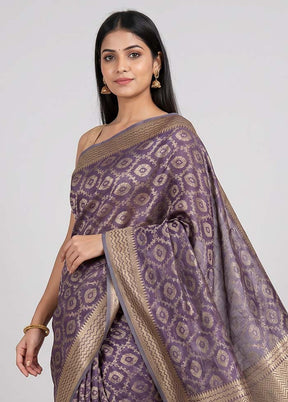 Purple Tissue Silk Saree With Blouse Piece