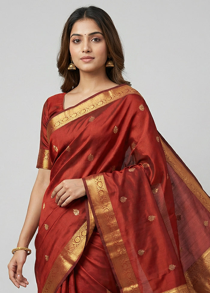 Maroon Kanjivaram Silk Saree With Blouse Piece