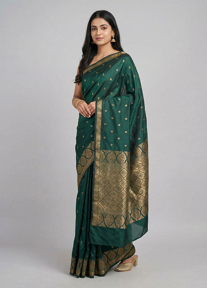 Green Kanjivaram Silk Saree With Blouse Piece