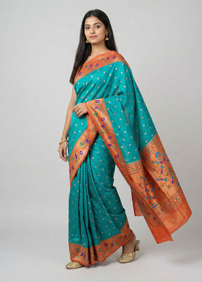 Green Kanjivaram Silk Saree With Blouse Piece