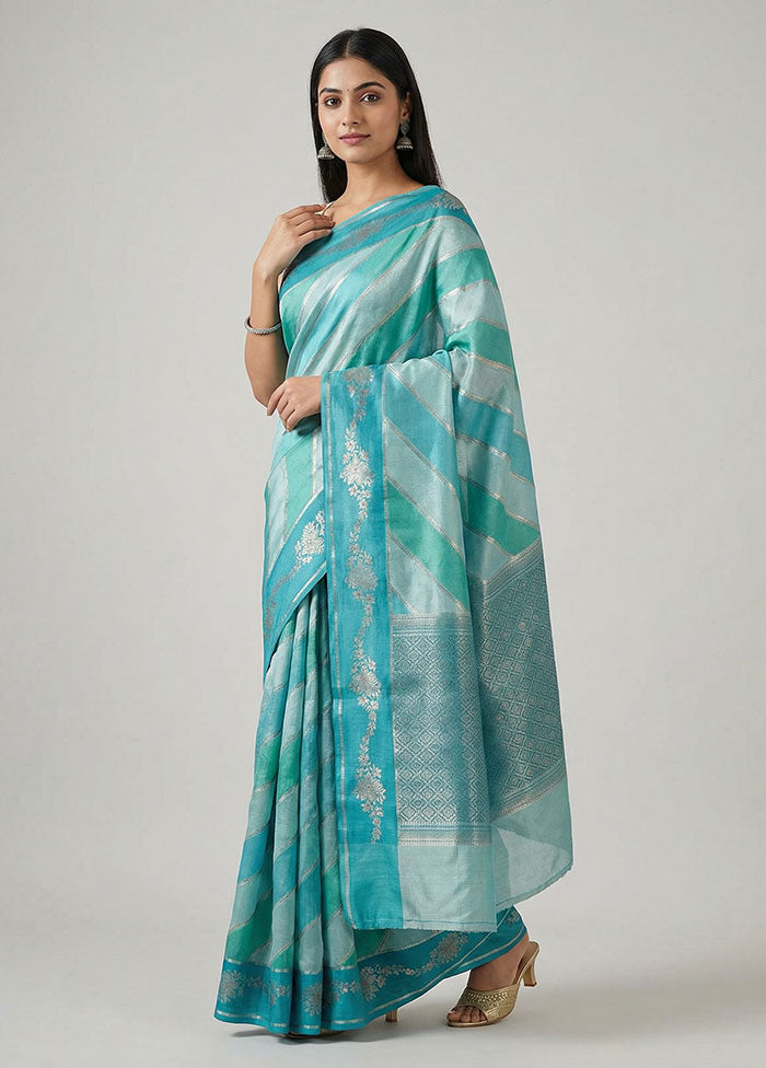 Multicolor Handloom Dupion Pure Silk Saree With Blouse Piece