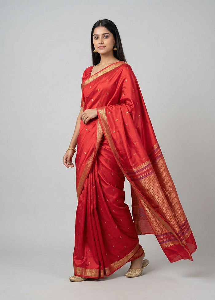 Pink Kanjivaram Silk Saree With Blouse Piece