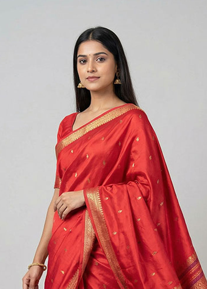 Pink Kanjivaram Silk Saree With Blouse Piece