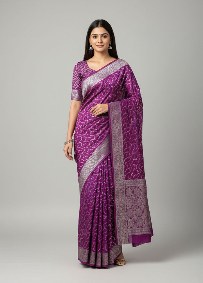 Purple Georgette Saree With Blouse Piece