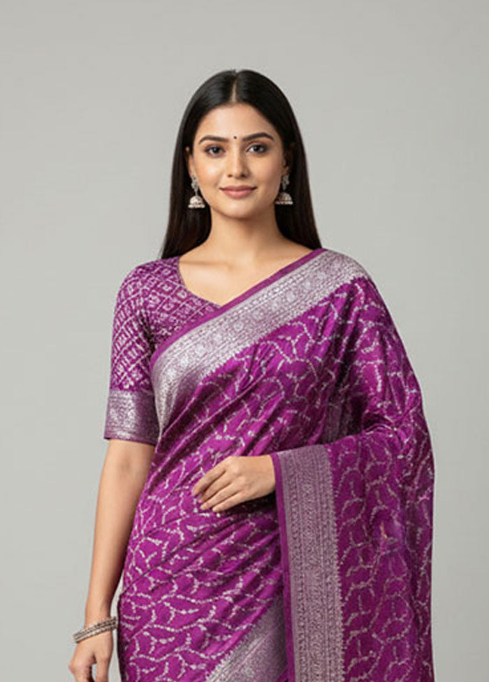 Purple Georgette Saree With Blouse Piece