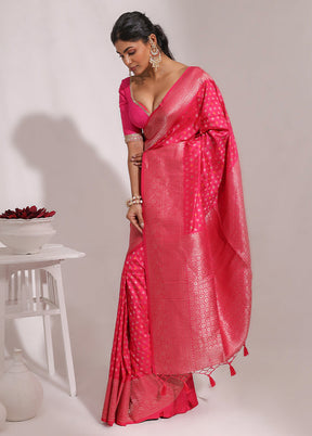 Pink Dupion Silk Saree With Blouse Piece