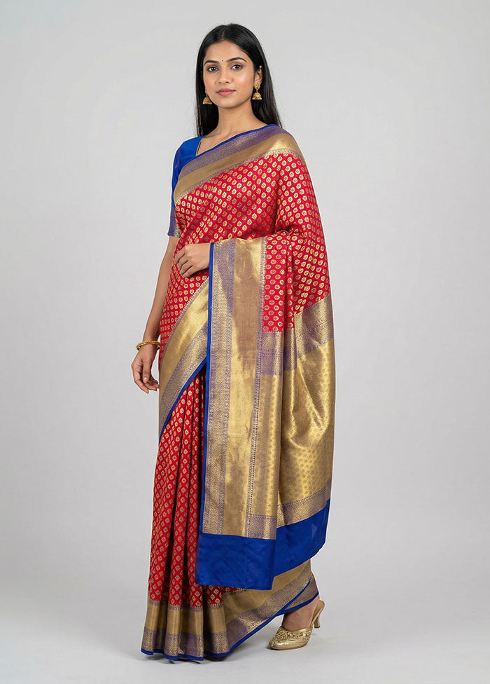 Pink Uppada Silk Saree With Blouse Piece