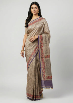 Purple Handloom Katan Pure Silk Saree With Blouse Piece