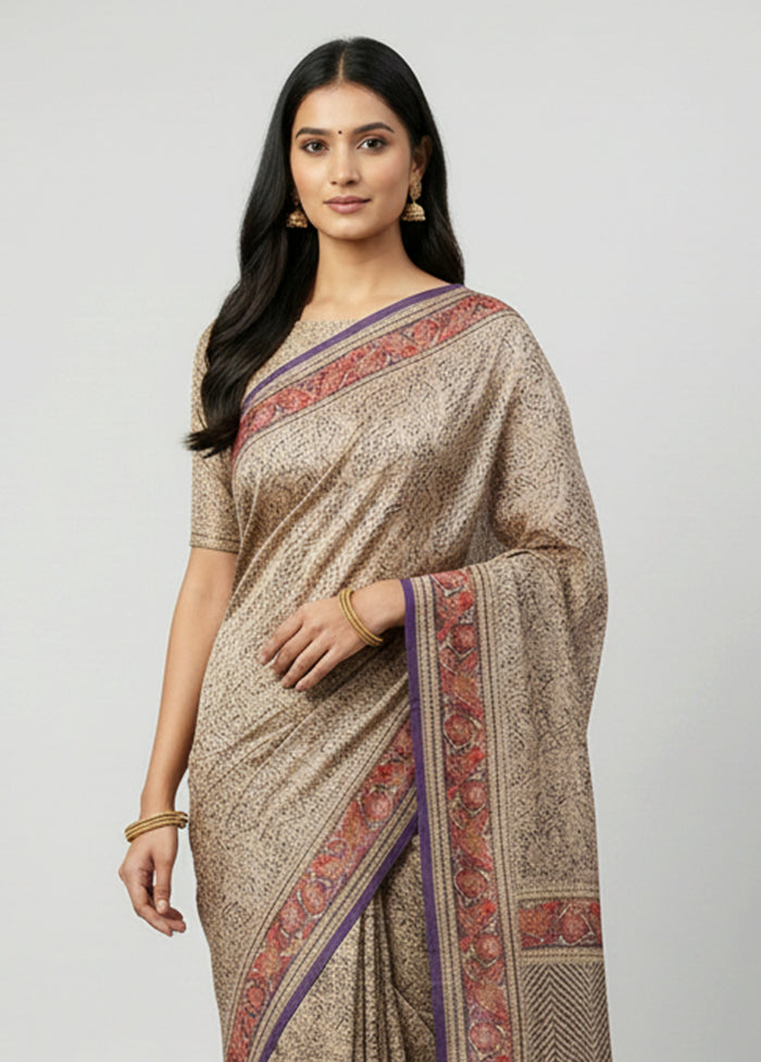 Purple Handloom Katan Pure Silk Saree With Blouse Piece