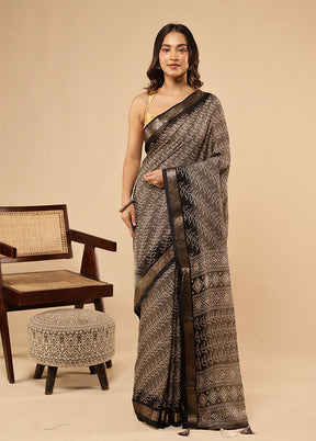 Grey Dupion Silk Saree With Blouse Piece