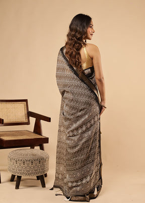 Grey Dupion Silk Saree With Blouse Piece