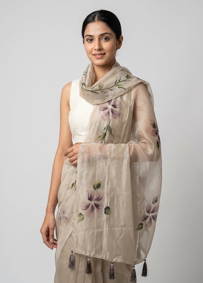 Grey Organza Saree With Blouse Piece