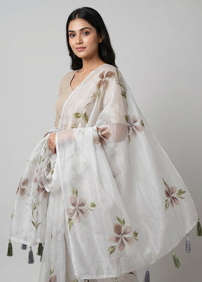 Grey Organza Saree With Blouse Piece