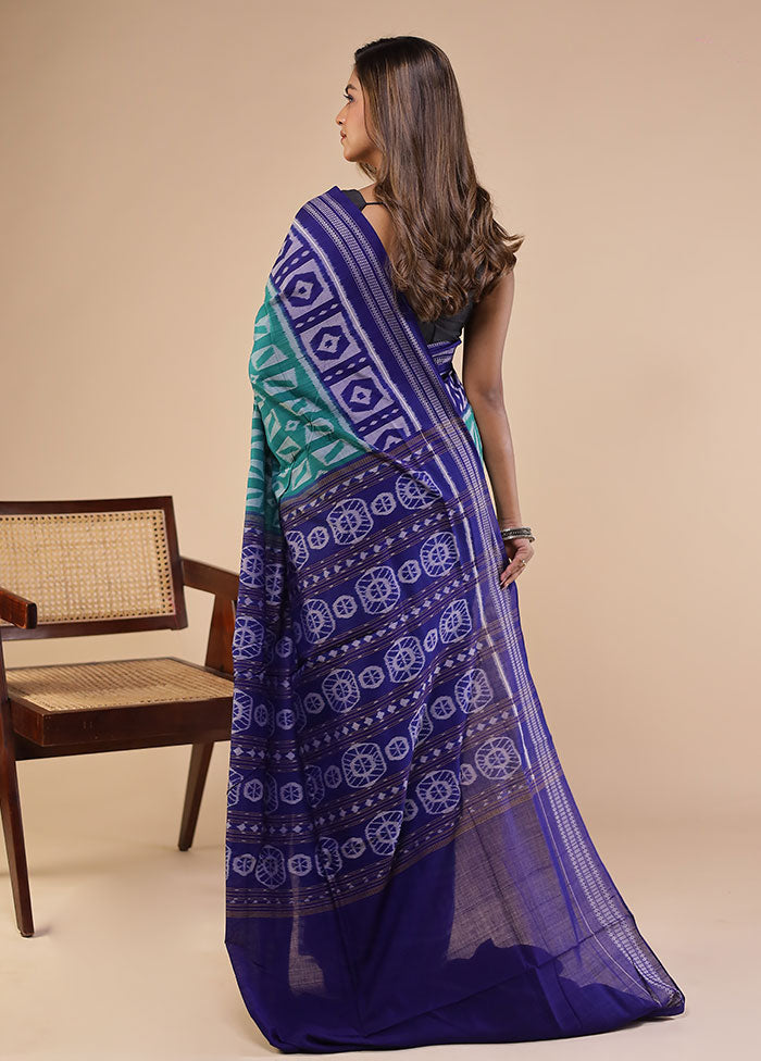 Green Handloom Bomkai Pure Silk Saree With Blouse Piece