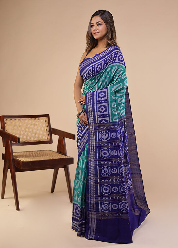 Green Handloom Bomkai Pure Silk Saree With Blouse Piece