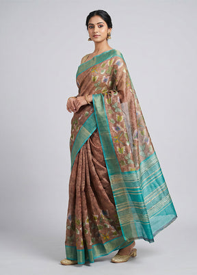 Pink Handloom Tussar Pure Silk Saree With Blouse Piece