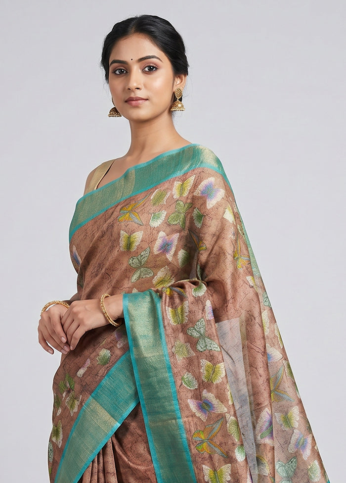 Pink Handloom Tussar Pure Silk Saree With Blouse Piece