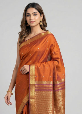 Maroon Kanjivaram Silk Saree With Blouse Piece