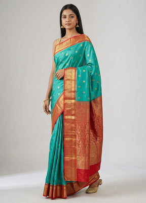 Green Kanjivaram Silk Saree With Blouse Piece