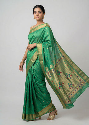 Green Kanjivaram Silk Saree With Blouse Piece