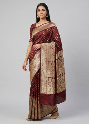 Purple Banarasi Silk Saree With Blouse Piece