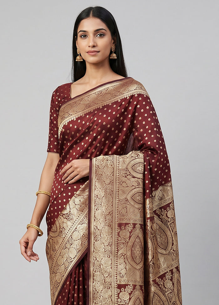 Purple Banarasi Silk Saree With Blouse Piece
