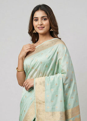Green Banarasi Silk Saree With Blouse Piece