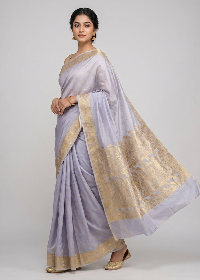 Blue Banarasi Silk Saree With Blouse Piece