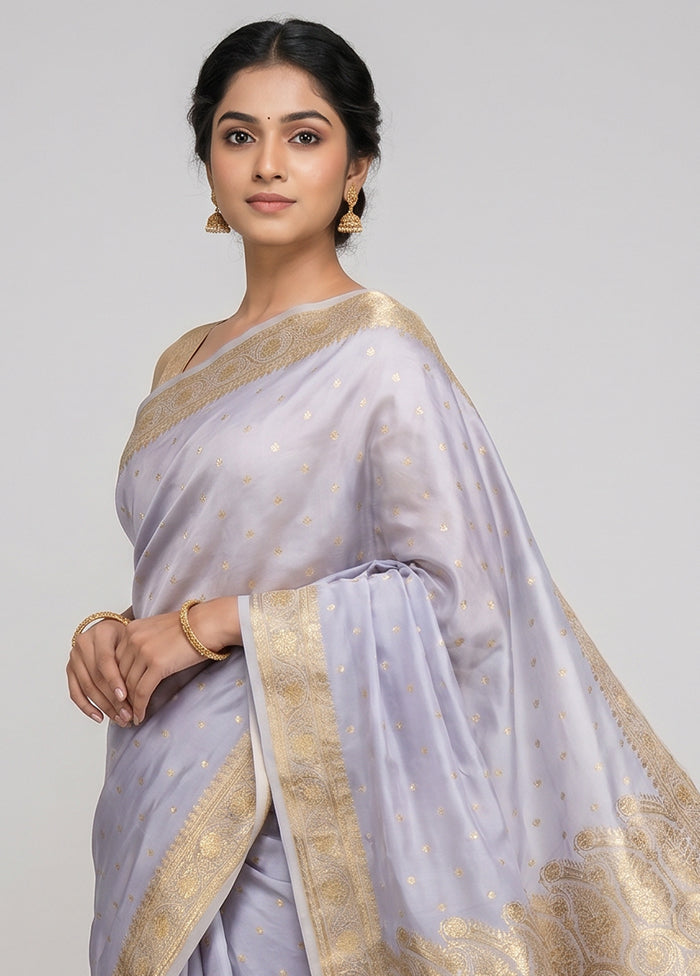 Blue Banarasi Silk Saree With Blouse Piece