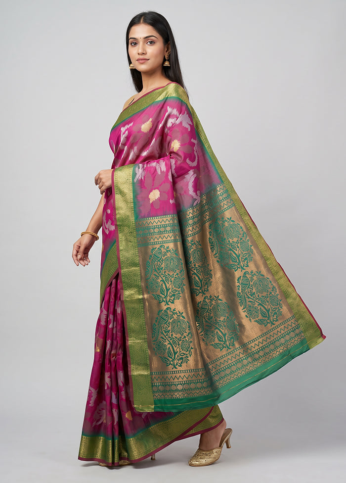 Blue Dupion Silk Saree With Blouse Piece