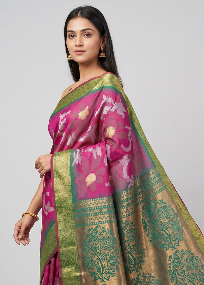 Blue Dupion Silk Saree With Blouse Piece