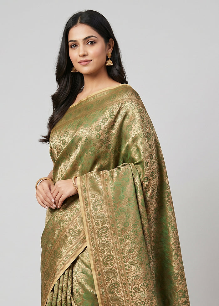 Cream Jamewar Silk Saree With Blouse Piece