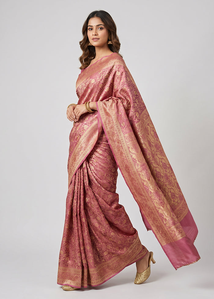 Purple Jamewar Silk Saree With Blouse Piece
