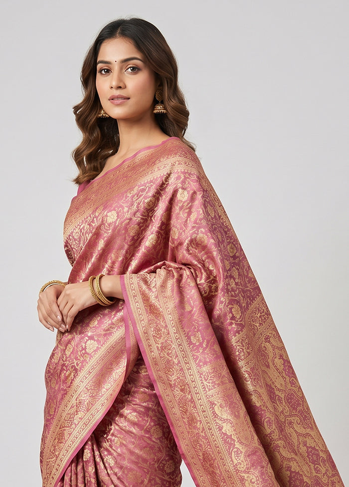 Purple Jamewar Silk Saree With Blouse Piece