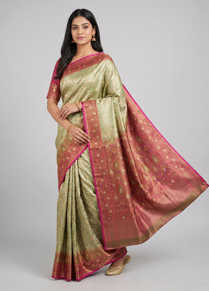 Grey Tanchoi Silk Saree With Blouse Piece