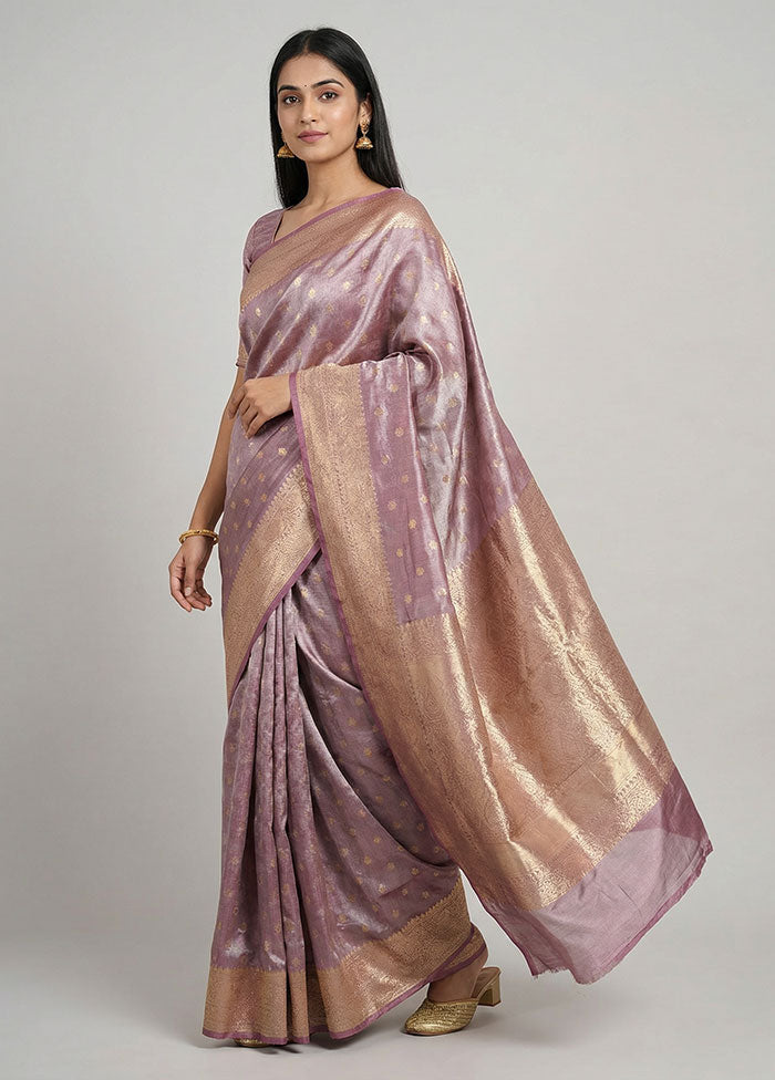 Purple Tissue Silk Saree With Blouse Piece