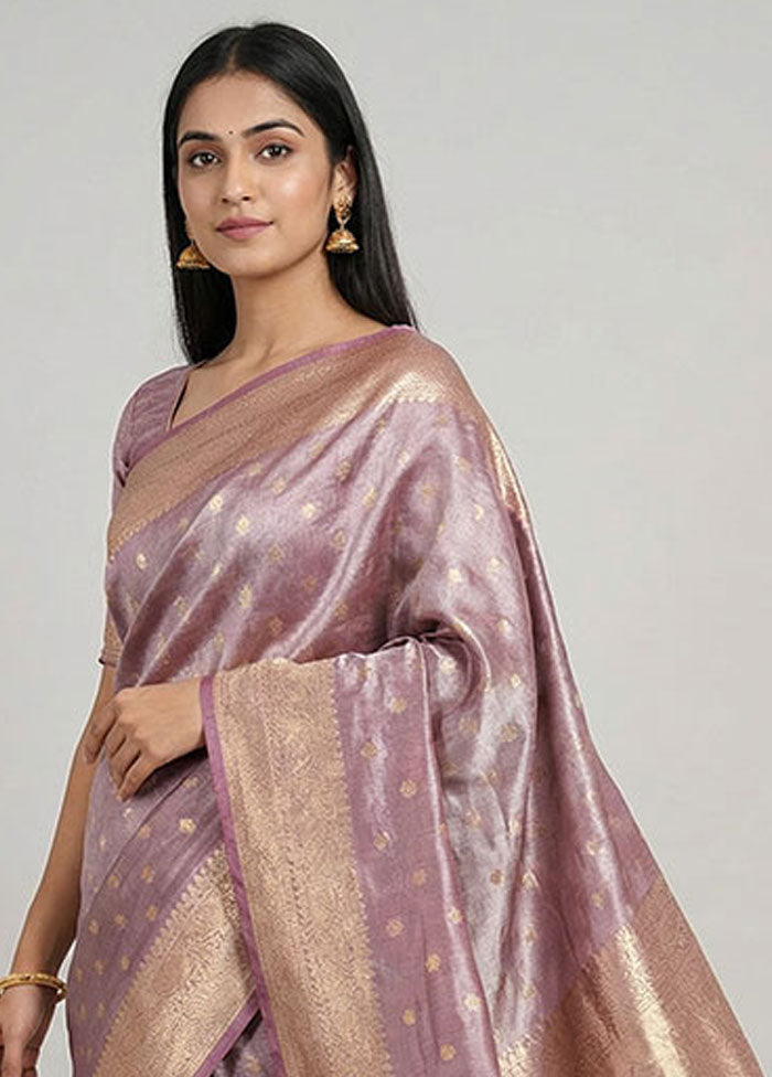 Purple Tissue Silk Saree With Blouse Piece
